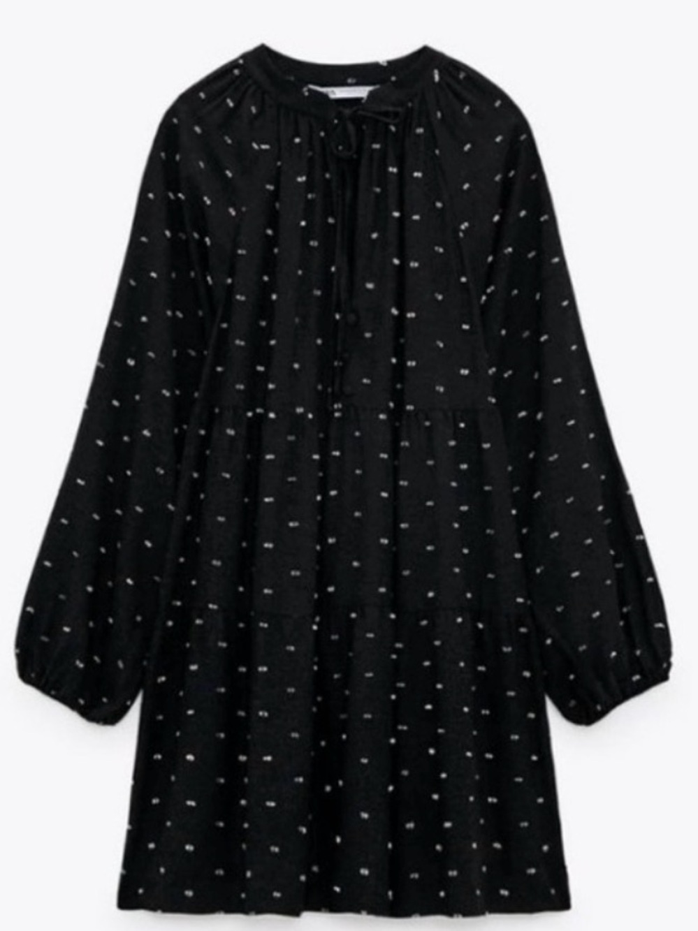 NWT ZARA Dotted Black Long Sleeve Mesh Mini Dress - Small - Picture 11 of 13